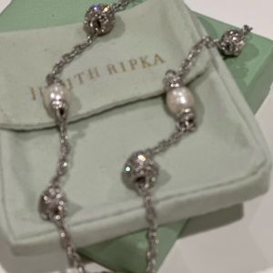 Judith Ripka Sterling Silver 18” pearl station necklace